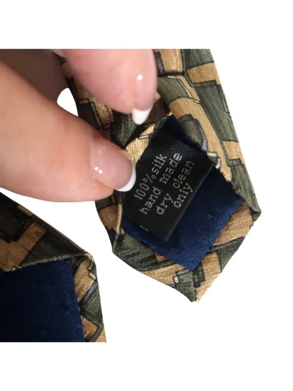 Cocktail Colors Silk Tie Geometric Green Tan Mens Necktie Office Formal Gift